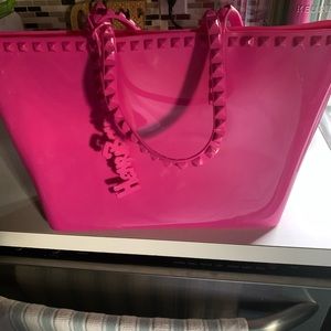 Carmen Sol Italian Jelly Handbag in fuchsia color